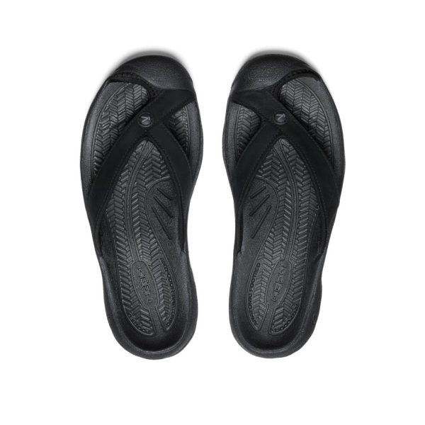 Women's Waimea Leather Flip-Flop  |  Black/Black