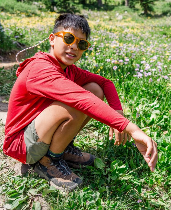 Big Kids' Targhee IV Waterproof Hiking Boot  |  Mediterranea/Flame Orange